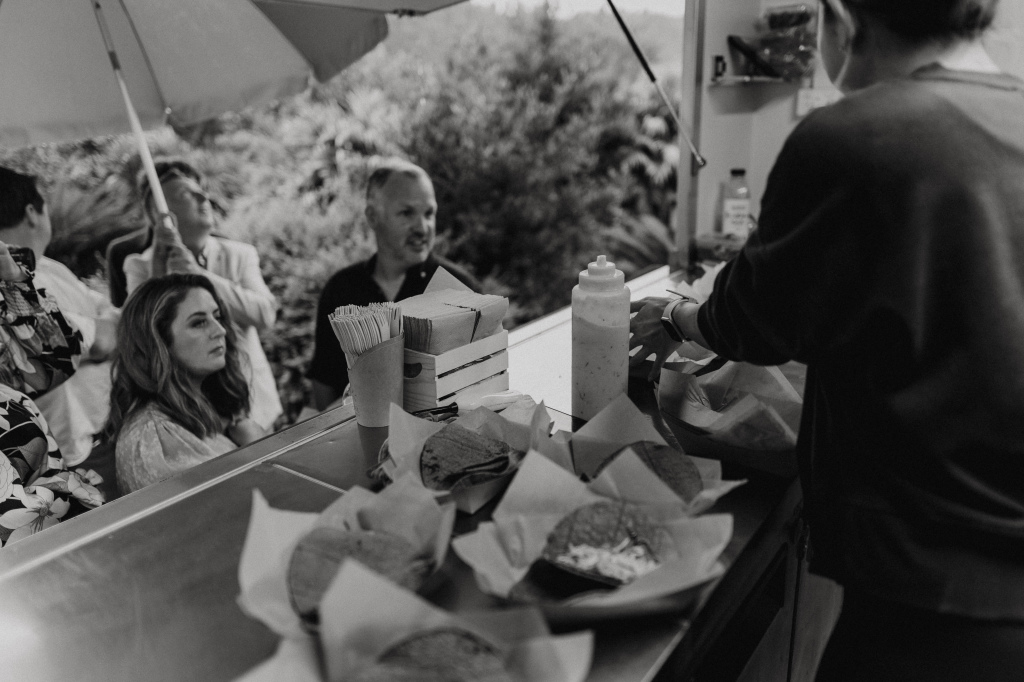 Wedding Food Truck, guests line up to be served food from this food truck