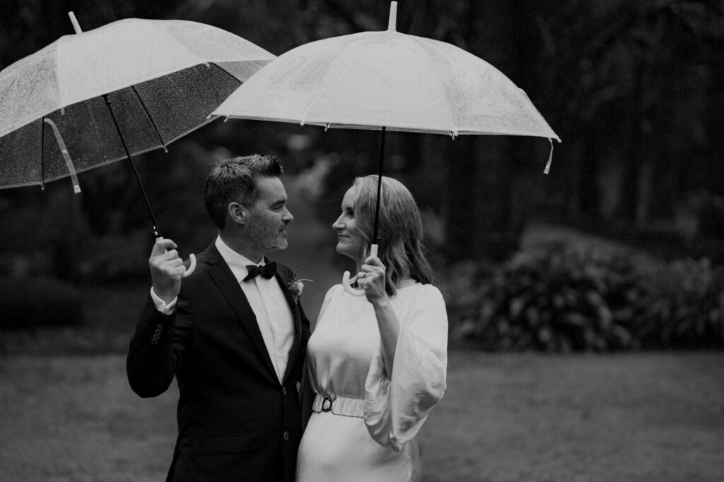 Wedding in the rain in Matakana, north of Auckland