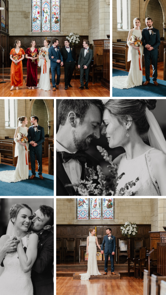 wedding photos inside a church in auckland